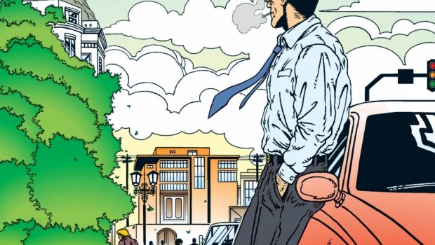 Εξώφυλλο: Κάτω από την Ακρόπολη σε ένα δρόμο της Αθήνας ένας νέος ακουμπάει σε ένα κόκκινο αμάξι καπνίζοντας. Ο Τίτλος: " Ο ΤΕΤΡΑΚΟΣΑΡΗΣ" και από πάνω τα ονόματα Νίκος Δημ. Νικολαΐδης, Κώστας Φραγκιαδάκης